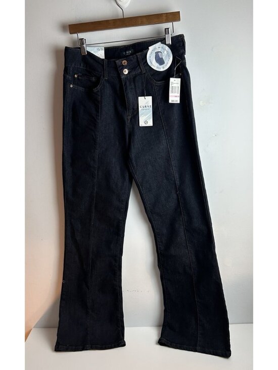 Curve Appeal Denim - NWT CURVE APPEAL  Size 10/30 High Rise Flare Dark Blue Stretch Jeans Color Rinse